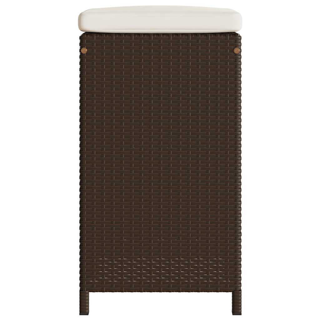 Patio Bar Stools with Cushions 4 pcs Brown Poly Rattan