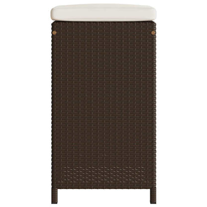 Patio Bar Stools with Cushions 4 pcs Brown Poly Rattan
