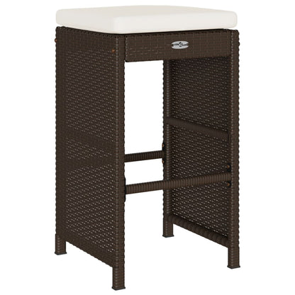 Patio Bar Stools with Cushions 4 pcs Brown Poly Rattan