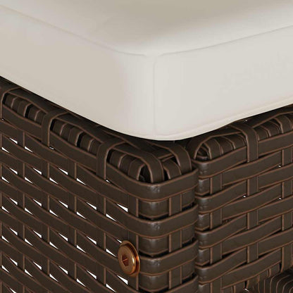 Patio Bar Stools with Cushions 4 pcs Brown Poly Rattan