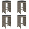 Garden Bar Stools with Cushions 4 pcs Grey Poly Rattan