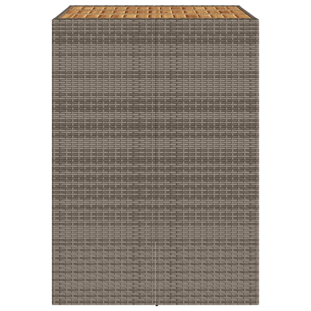 Patio Bar Table with Acacia Wood Top Gray 41.3"x31.5"x43.3" Poly Rattan
