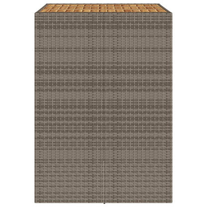 Patio Bar Table with Acacia Wood Top Gray 41.3"x31.5"x43.3" Poly Rattan
