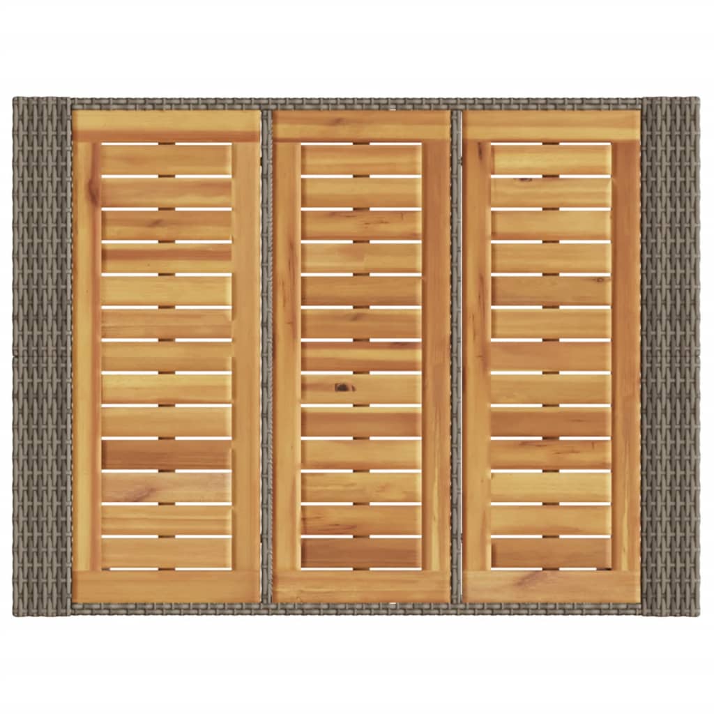 Patio Bar Table with Acacia Wood Top Gray 41.3"x31.5"x43.3" Poly Rattan
