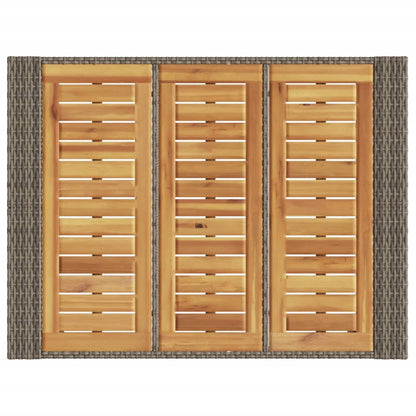 Patio Bar Table with Acacia Wood Top Gray 41.3"x31.5"x43.3" Poly Rattan