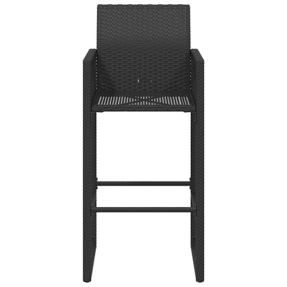 Garden Bar Stools 2 pcs Black Poly Rattan