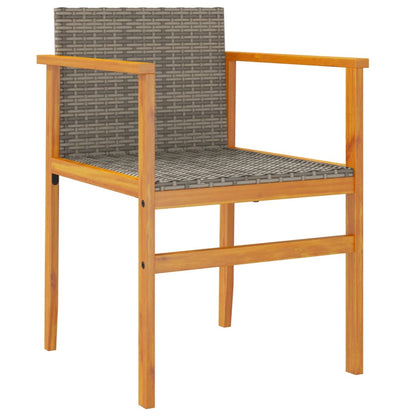 Patio Chairs 2 pcs Gray Poly Rattan&Solid Wood