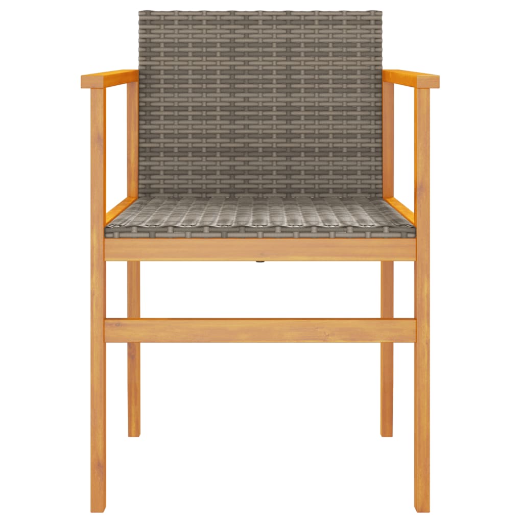 Patio Chairs 2 pcs Gray Poly Rattan&Solid Wood