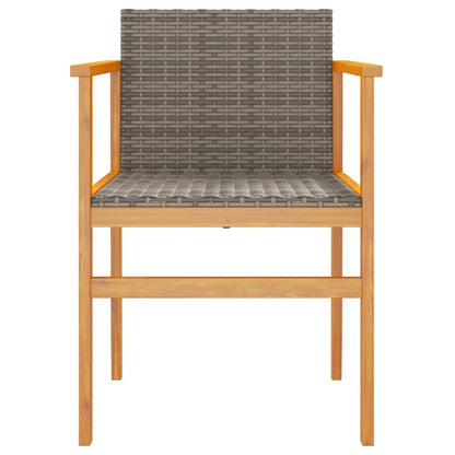 Patio Chairs 2 pcs Gray Poly Rattan&Solid Wood
