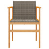 Garden Chairs 2 pcs Grey Poly Rattan&Solid Wood