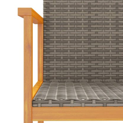 Patio Chairs 2 pcs Gray Poly Rattan&Solid Wood