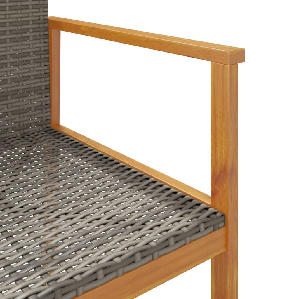 Patio Chairs 2 pcs Gray Poly Rattan&Solid Wood