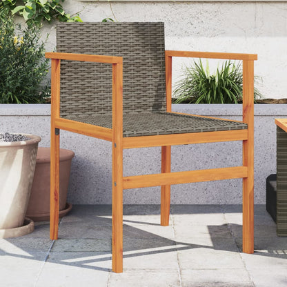 Patio Chairs 2 pcs Gray Poly Rattan&Solid Wood