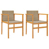 Garden Chairs 2 pcs Beige Poly Rattan&Solid Wood