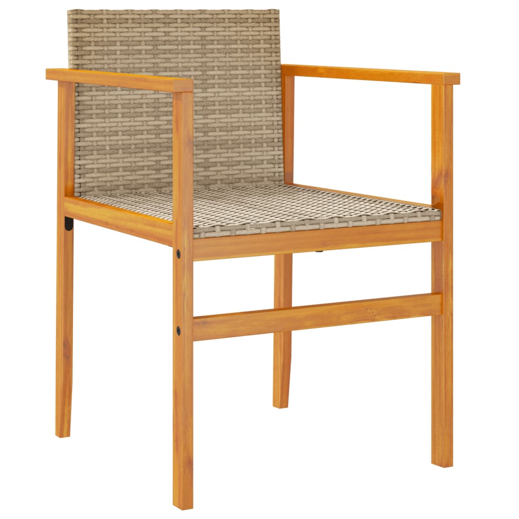 Patio Chairs 2 pcs Beige Poly Rattan&Solid Wood