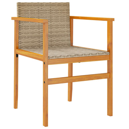 Patio Chairs 2 pcs Beige Poly Rattan&Solid Wood