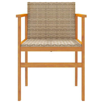 Patio Chairs 2 pcs Beige Poly Rattan&Solid Wood