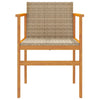 Garden Chairs 2 pcs Beige Poly Rattan&Solid Wood