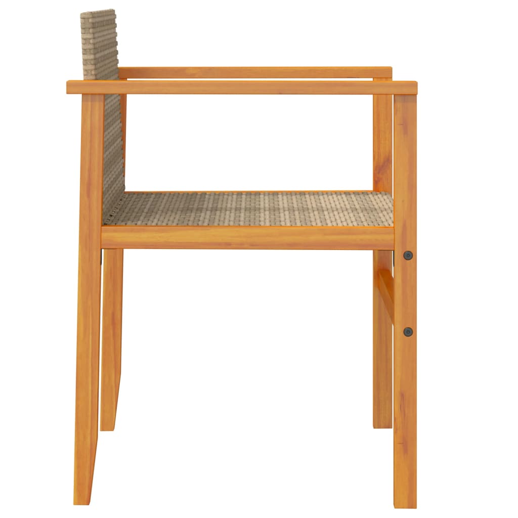 Patio Chairs 2 pcs Beige Poly Rattan&Solid Wood