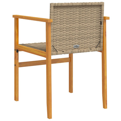 Patio Chairs 2 pcs Beige Poly Rattan&Solid Wood