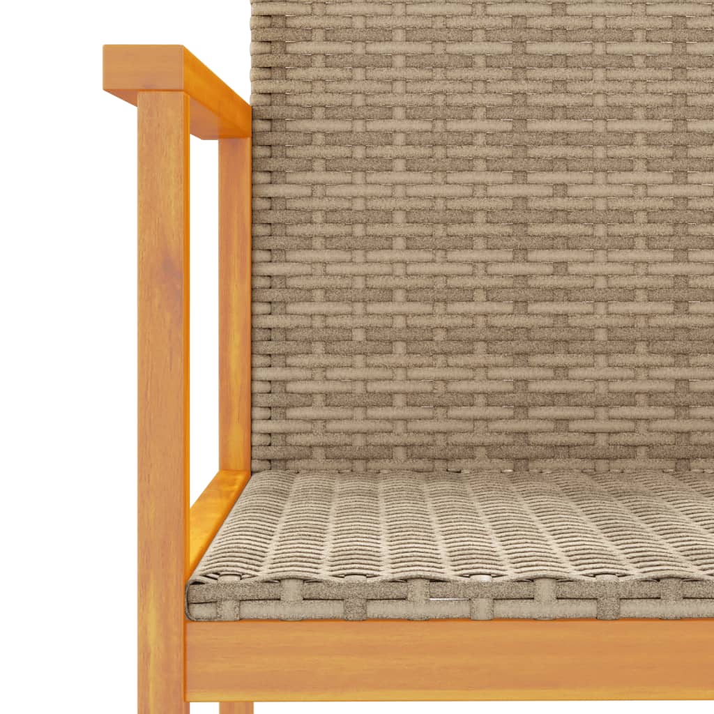 Patio Chairs 2 pcs Beige Poly Rattan&Solid Wood