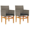 Garden Chairs with Cushions 2 pcs Grey Poly Rattan&Solid Wood