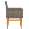 Garden Chairs with Cushions 2 pcs Grey Poly Rattan&Solid Wood