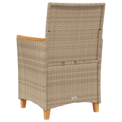 Patio Chairs with Cushions 2 pcs Beige Poly Rattan&Solid Wood