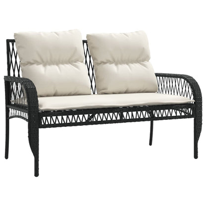 4 Piece Patio Sofa Set with Cushions Black Poly Rattan
