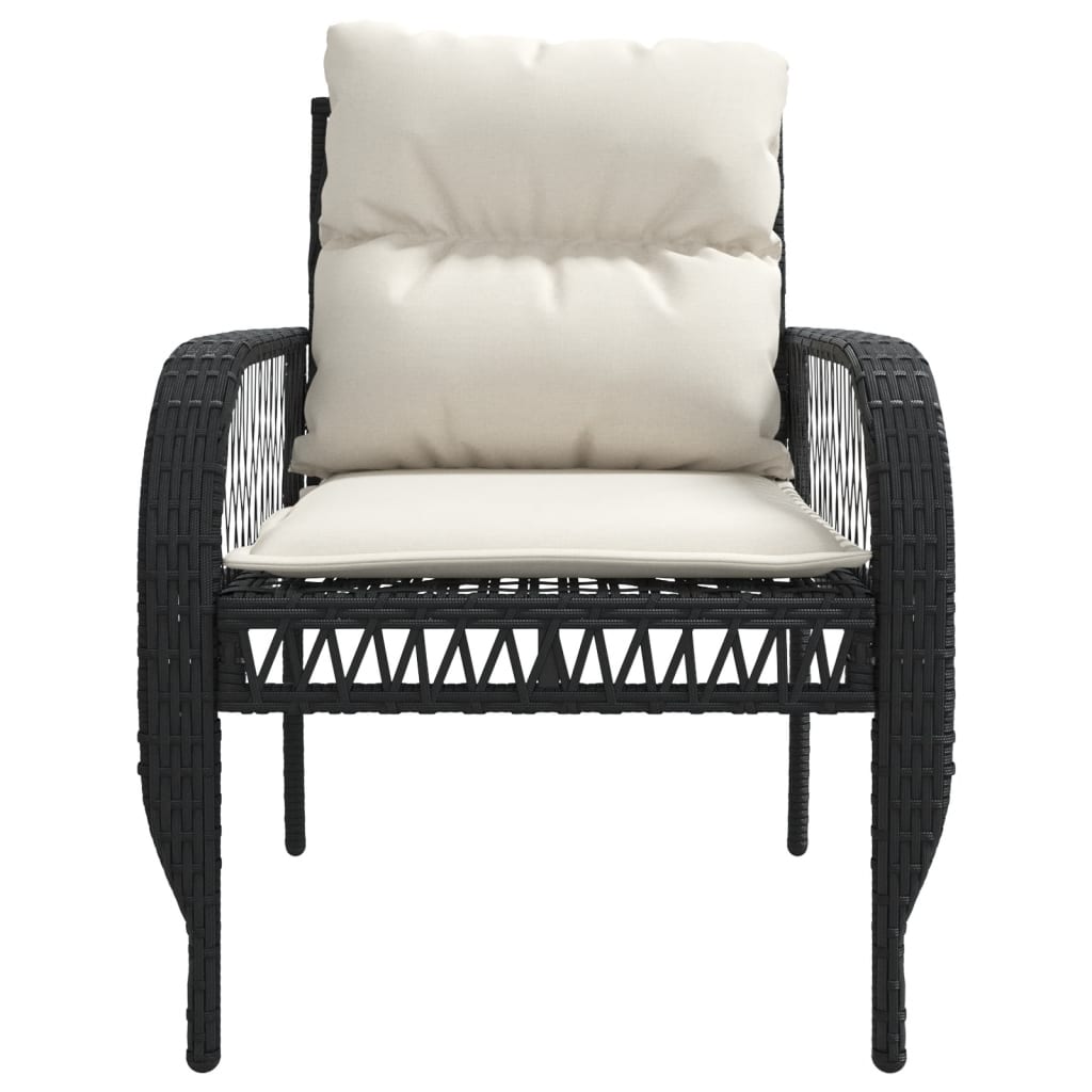 4 Piece Patio Sofa Set with Cushions Black Poly Rattan