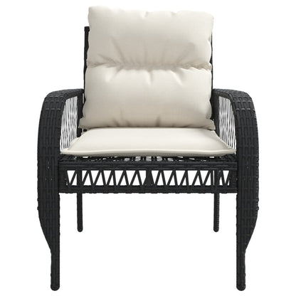 4 Piece Patio Sofa Set with Cushions Black Poly Rattan