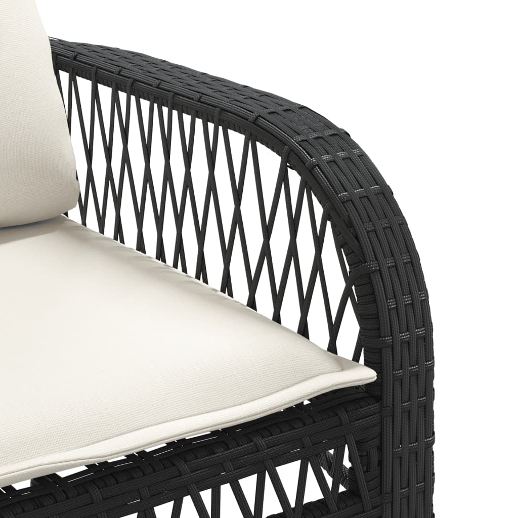 4 Piece Patio Sofa Set with Cushions Black Poly Rattan