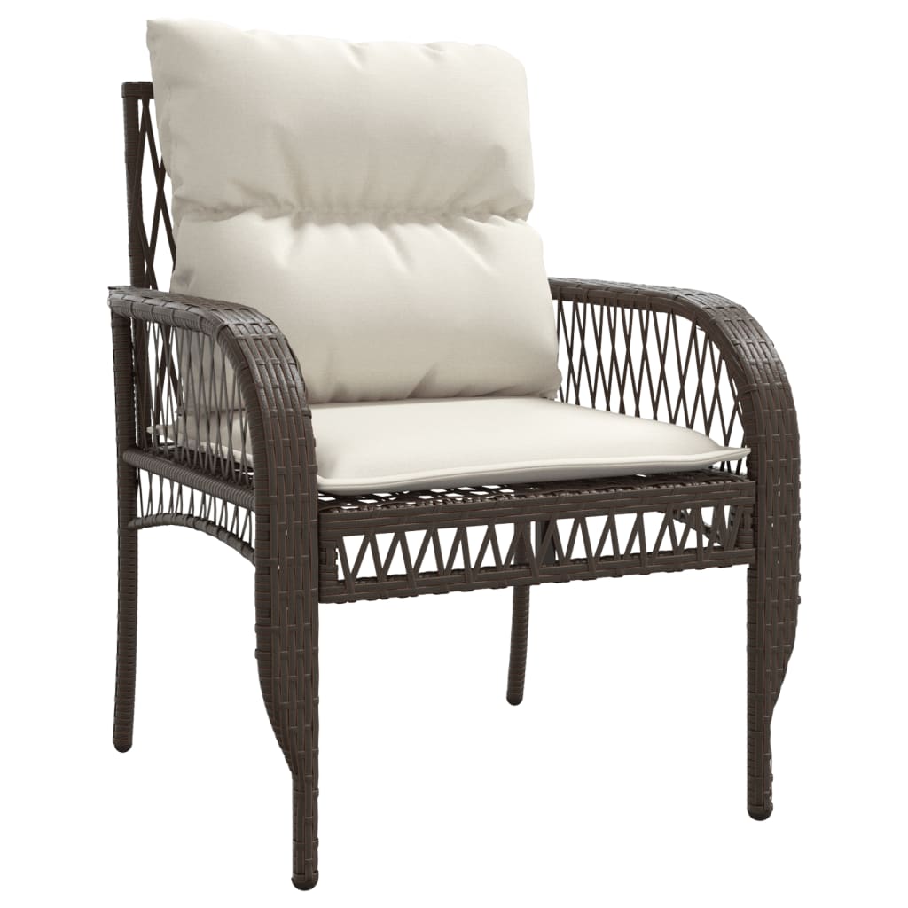 4 Piece Patio Sofa Set with Cushions Brown Poly Rattan