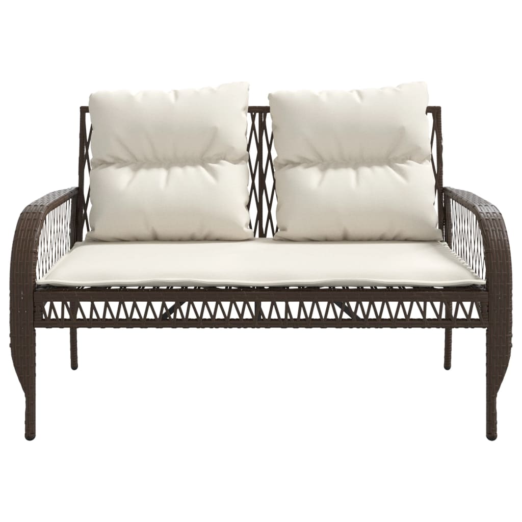 4 Piece Patio Sofa Set with Cushions Brown Poly Rattan