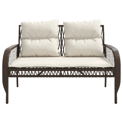 4 Piece Patio Sofa Set with Cushions Brown Poly Rattan