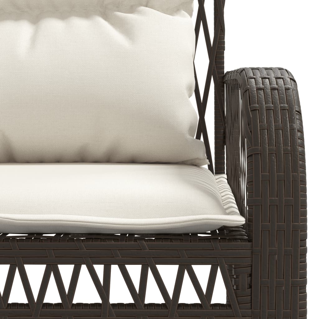 4 Piece Patio Sofa Set with Cushions Brown Poly Rattan