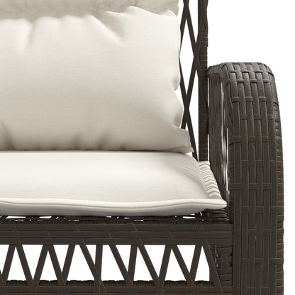 4 Piece Patio Sofa Set with Cushions Brown Poly Rattan