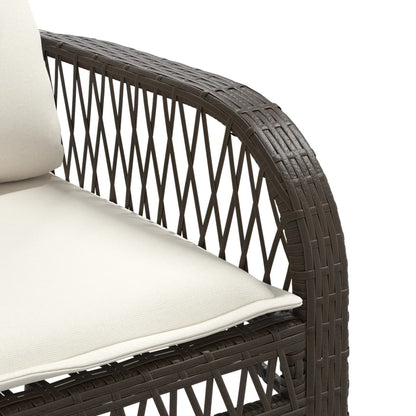 4 Piece Patio Sofa Set with Cushions Brown Poly Rattan