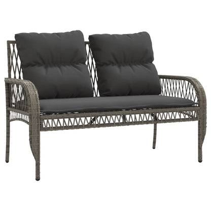 4 Piece Patio Sofa Set with Cushions Gray Poly Rattan