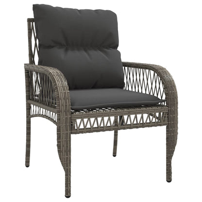 4 Piece Patio Sofa Set with Cushions Gray Poly Rattan
