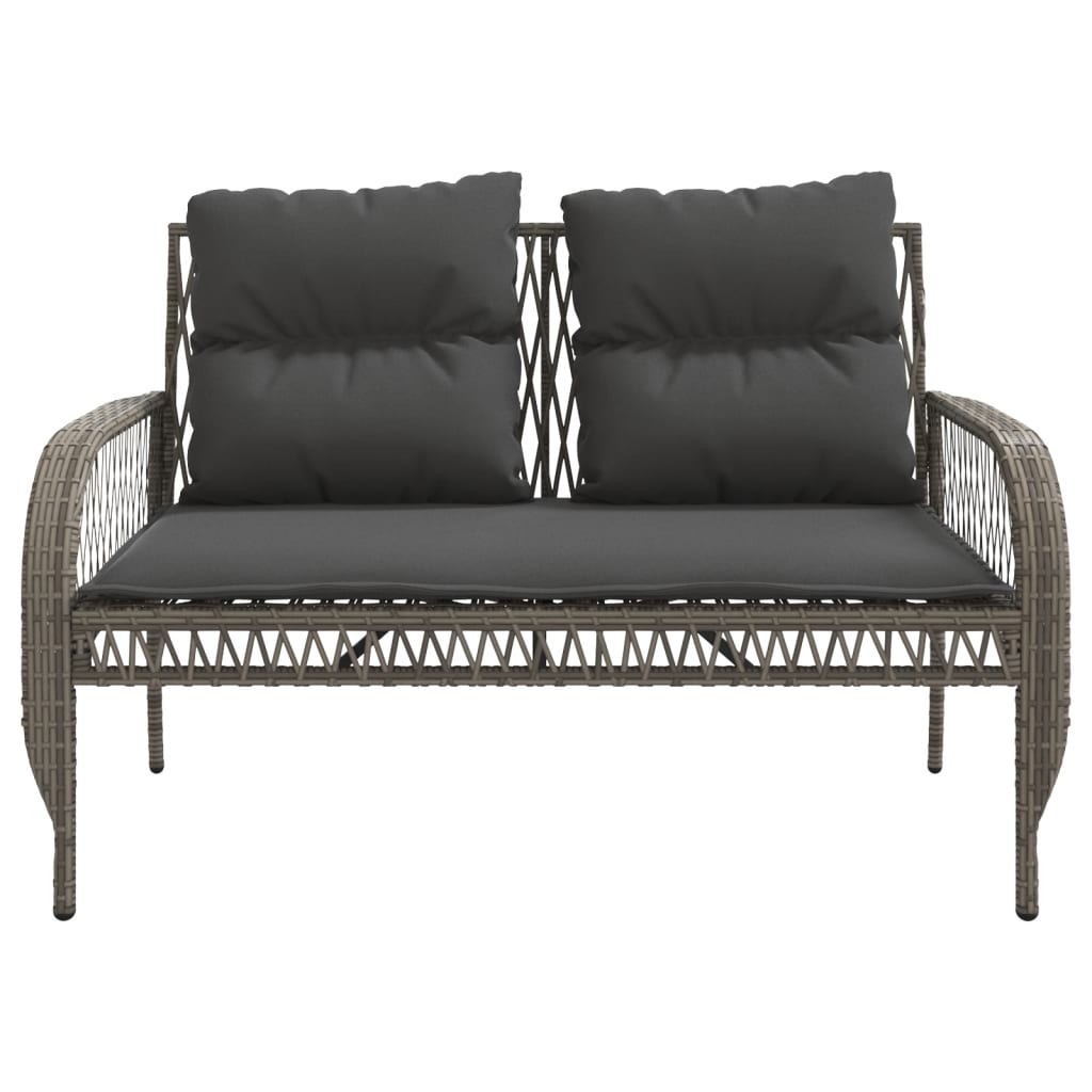 4 Piece Patio Sofa Set with Cushions Gray Poly Rattan