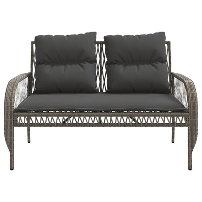 4 Piece Patio Sofa Set with Cushions Gray Poly Rattan