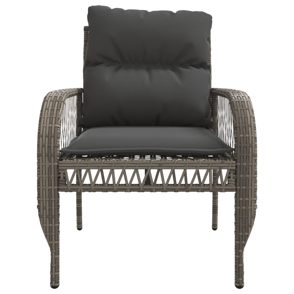 4 Piece Patio Sofa Set with Cushions Gray Poly Rattan