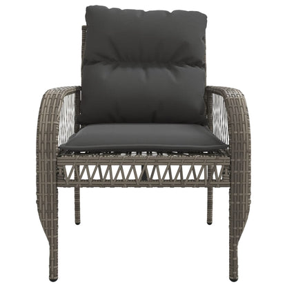 4 Piece Patio Sofa Set with Cushions Gray Poly Rattan