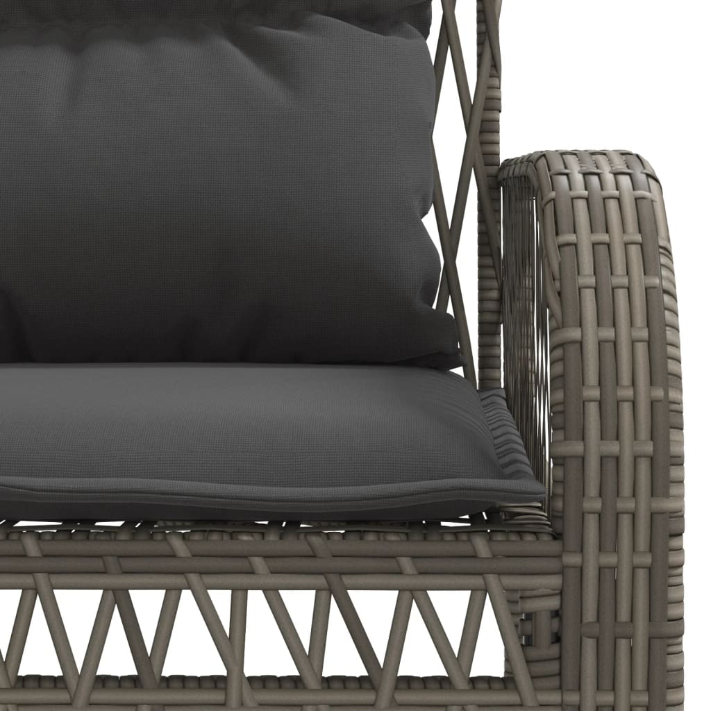 4 Piece Patio Sofa Set with Cushions Gray Poly Rattan