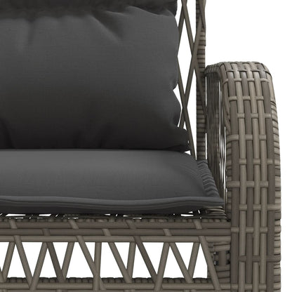 4 Piece Patio Sofa Set with Cushions Gray Poly Rattan