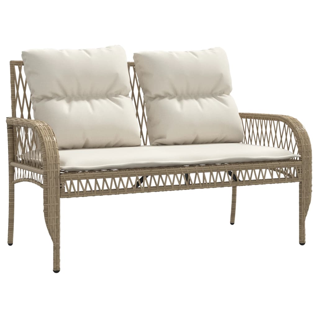4 Piece Patio Sofa Set with Cushions Beige Poly Rattan