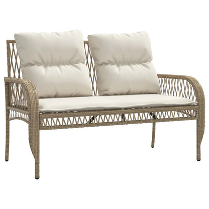 4 Piece Patio Sofa Set with Cushions Beige Poly Rattan