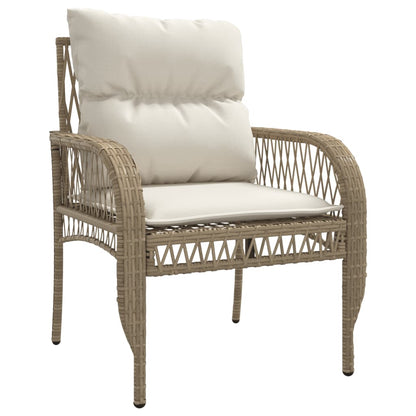 4 Piece Patio Sofa Set with Cushions Beige Poly Rattan