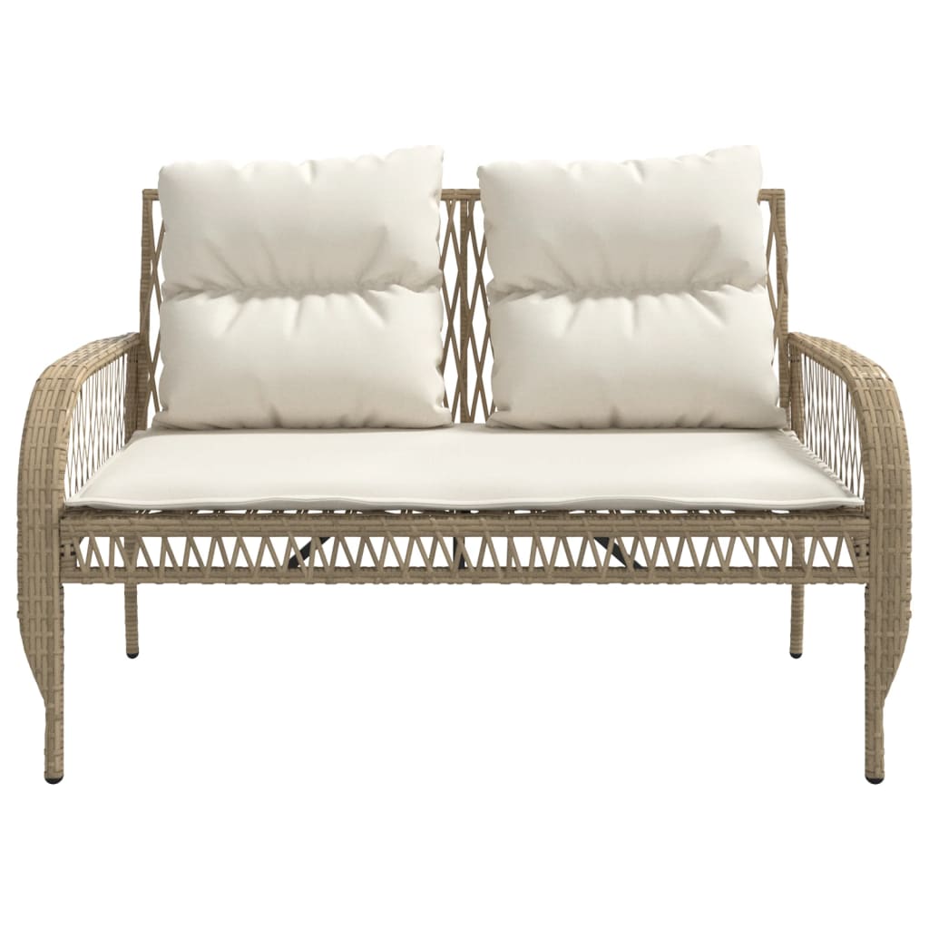4 Piece Patio Sofa Set with Cushions Beige Poly Rattan